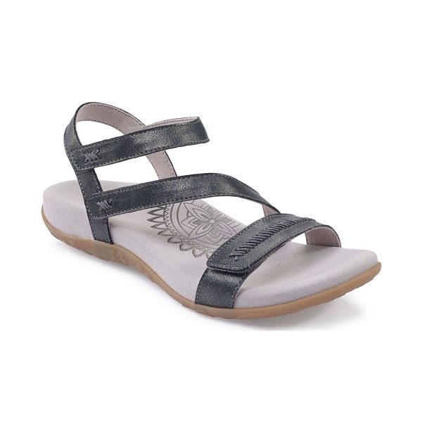Aetrex Women's Gabby Adjustable Quarter Strap Sandals - Black | USA 0N1KKUV